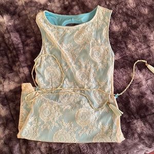 Light blue backless dress